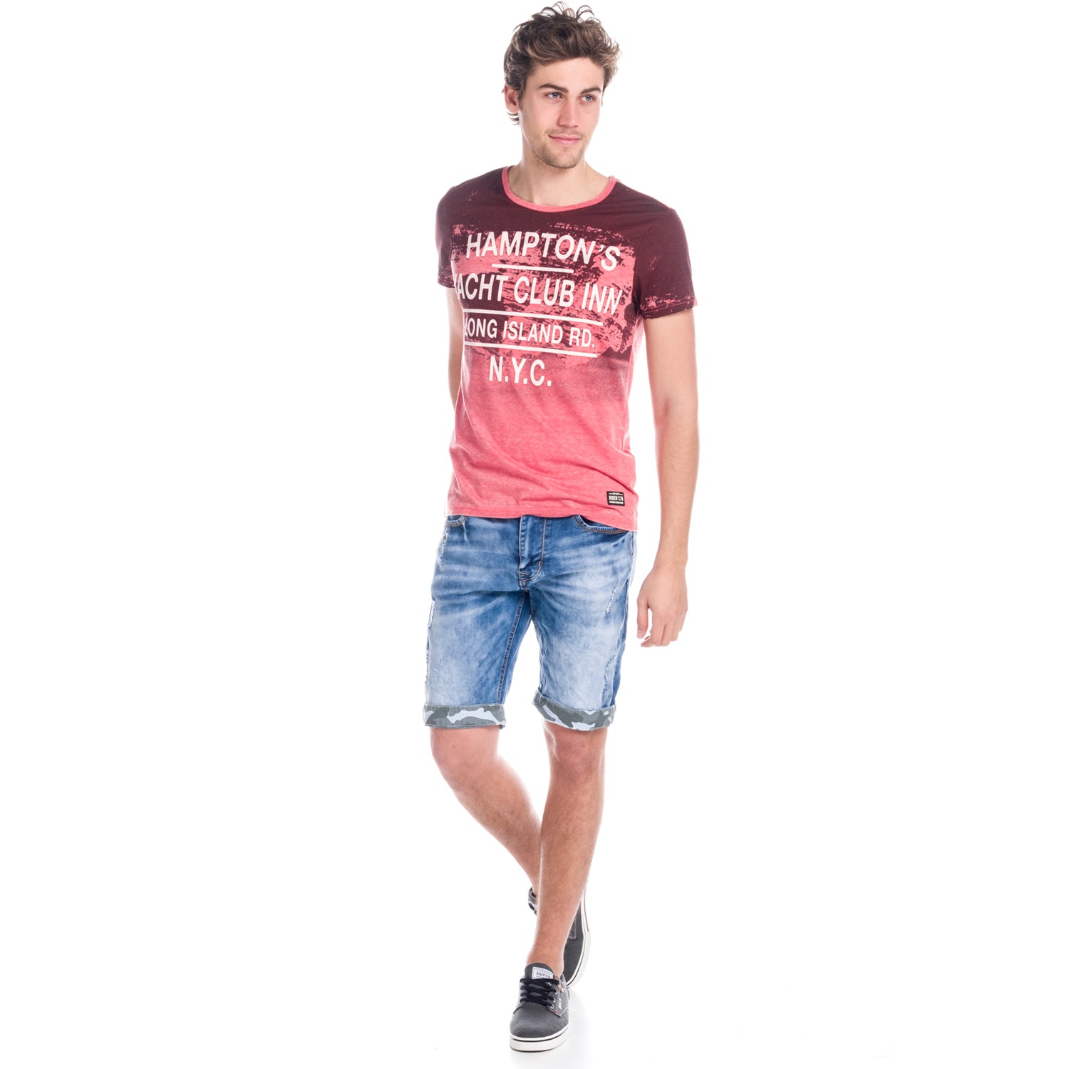 Camiseta Manga Corta Estampado Texto Degradado Hombre – Koroshi 1811MC02