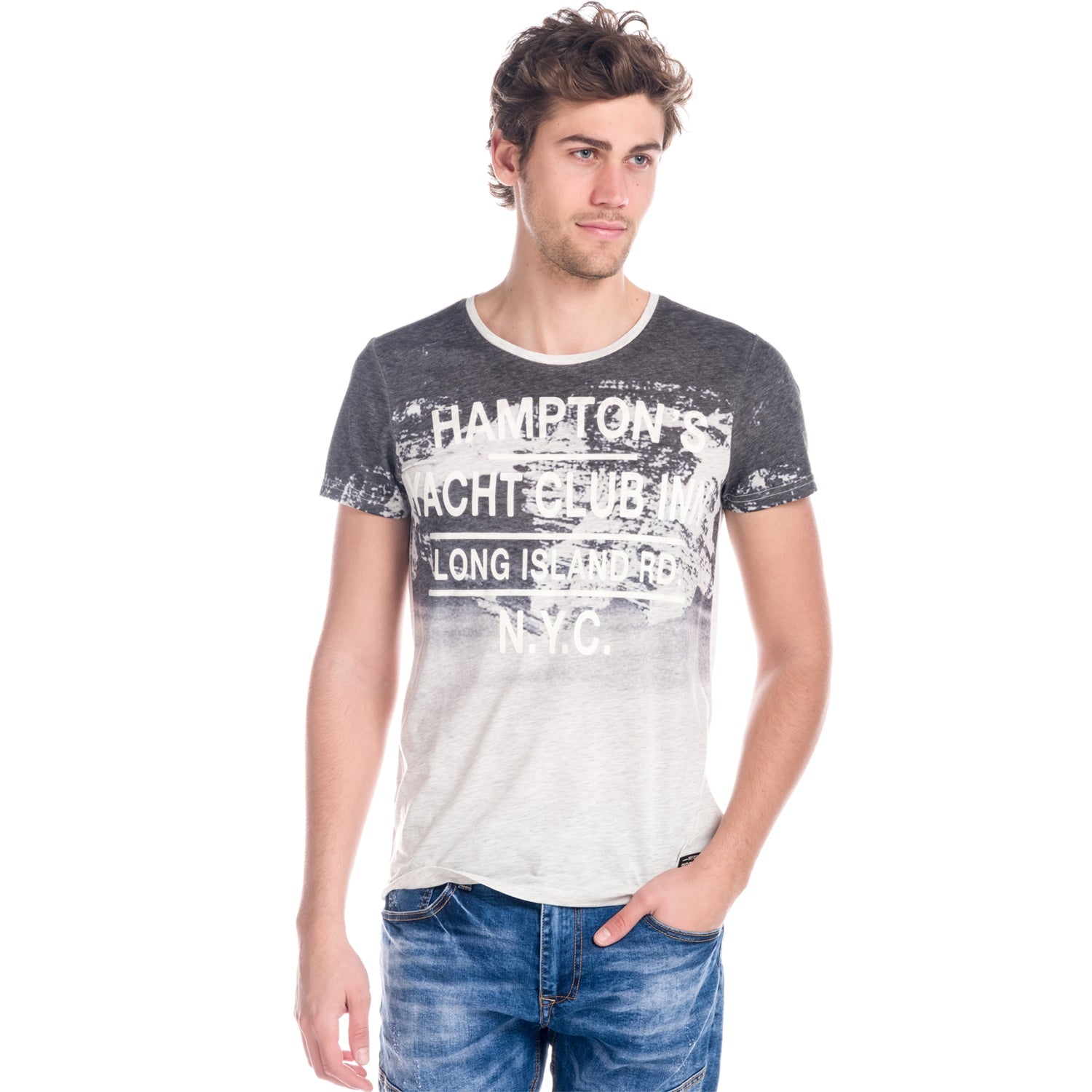 Camiseta Manga Corta Estampado Texto Degradado Hombre – Koroshi 1811MC02