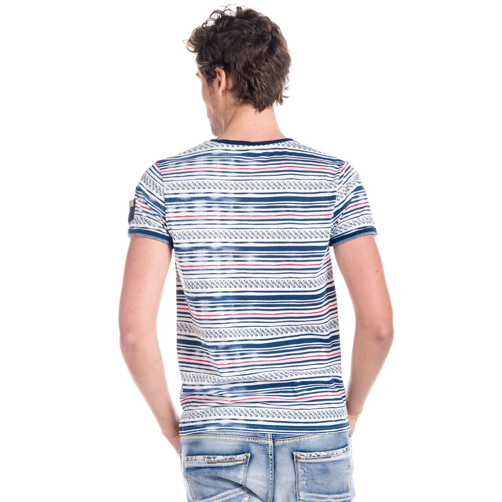 Camiseta Hombre Manga Corta Rayas Estampadas – Koroshi 1811MC15