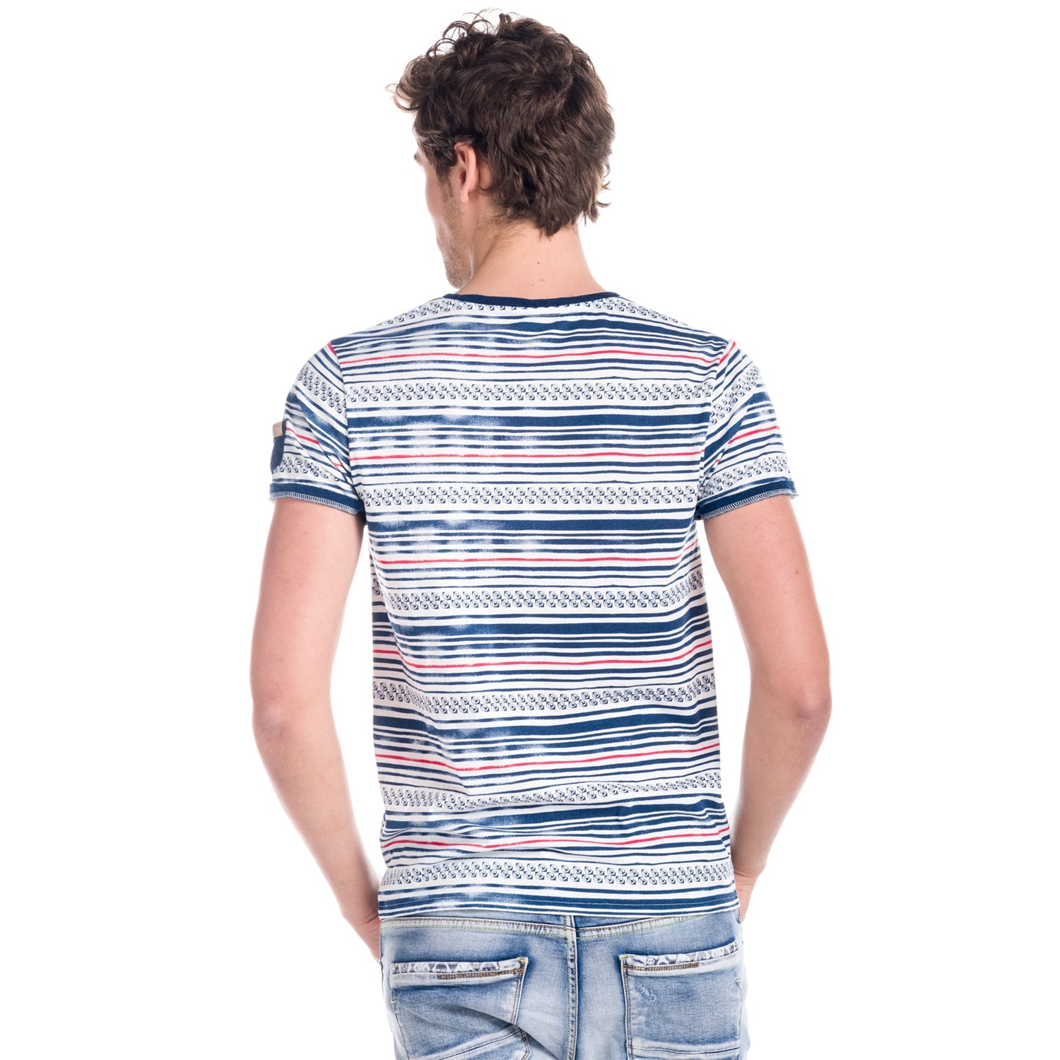 Camiseta Hombre Manga Corta Rayas Estampadas – Koroshi 1811MC15