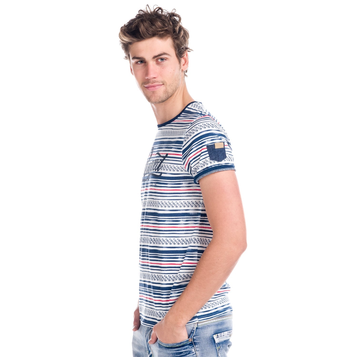 Camiseta Hombre Manga Corta Rayas Estampadas – Koroshi 1811MC15
