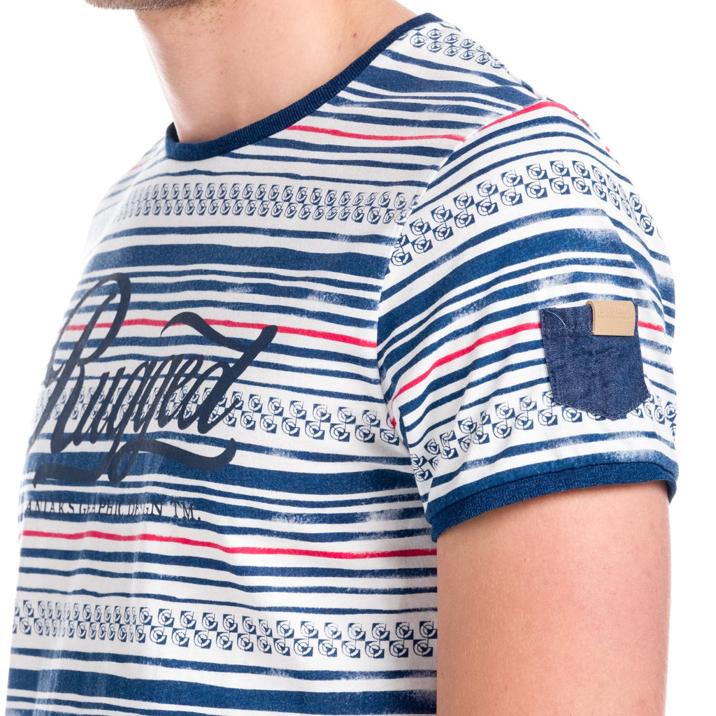 Camiseta Hombre Manga Corta Rayas Estampadas – Koroshi 1811MC15