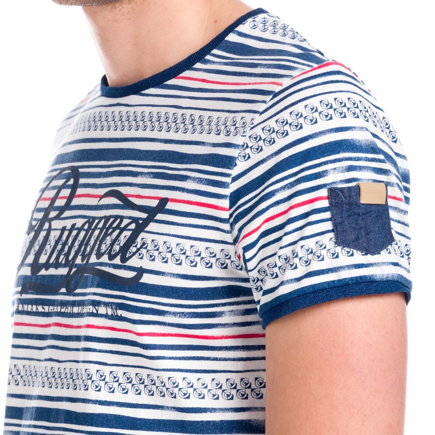 Camiseta Hombre Manga Corta Rayas Estampadas – Koroshi 1811MC15