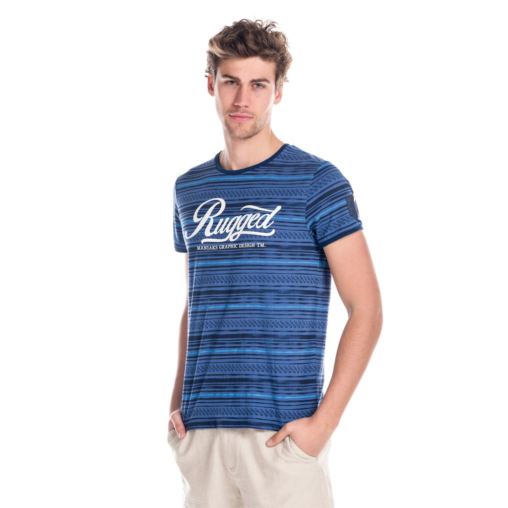 Camiseta Hombre Manga Corta Rayas Estampadas – Koroshi 1811MC15