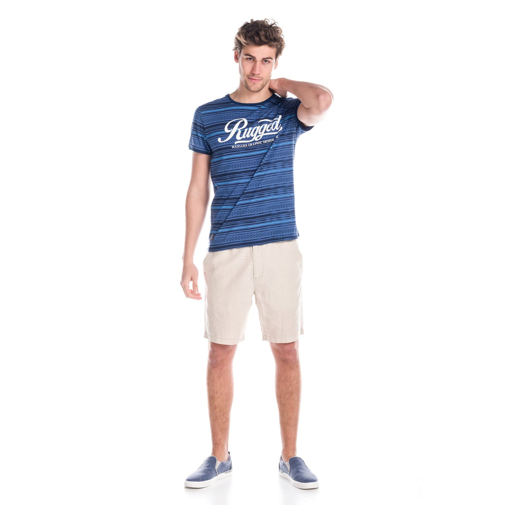 Camiseta Hombre Manga Corta Rayas Estampadas – Koroshi 1811MC15
