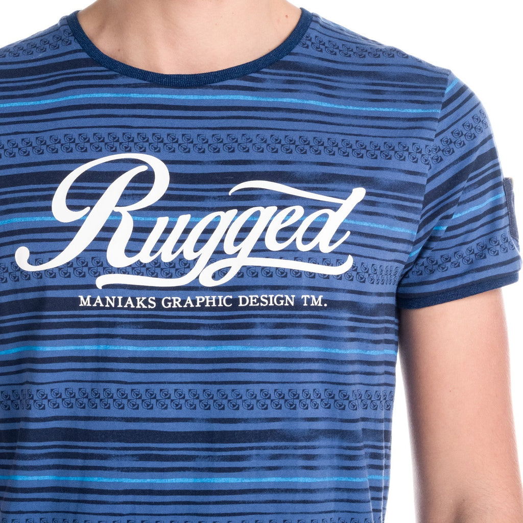 Camiseta Hombre Manga Corta Rayas Estampadas – Koroshi 1811MC15