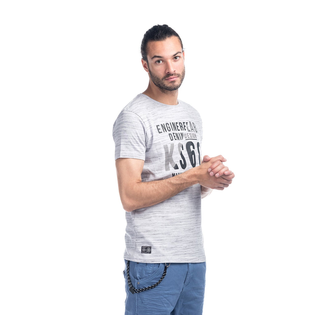 Camiseta Hombre Algodón Jaspeada con Letras – Koroshi 1811MC16