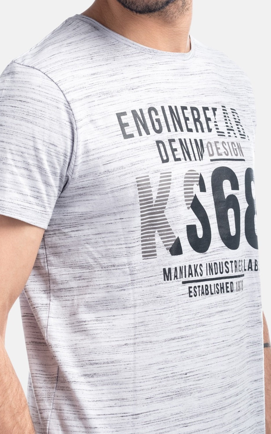 Camiseta Hombre Algodón Jaspeada con Letras – Koroshi 1811MC16