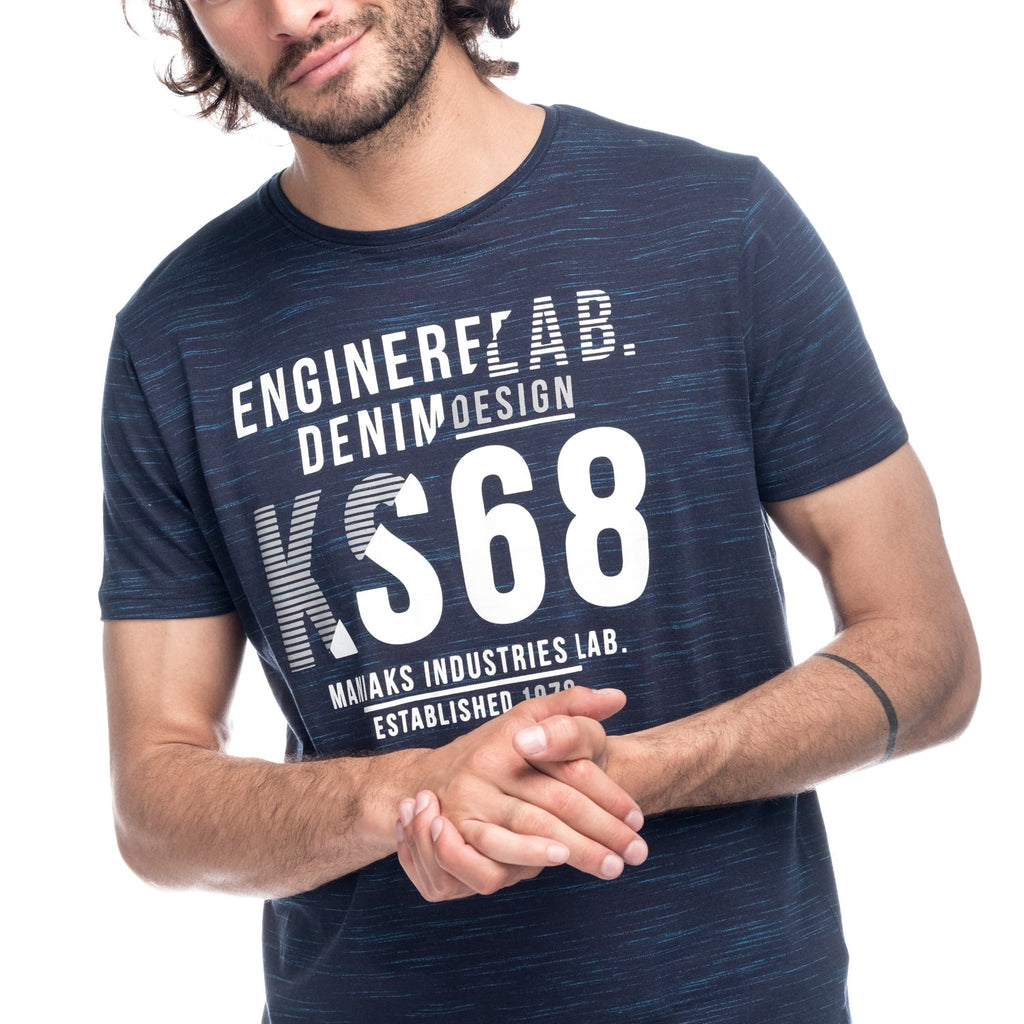 Camiseta Hombre Algodón Jaspeada con Letras – Koroshi 1811MC16