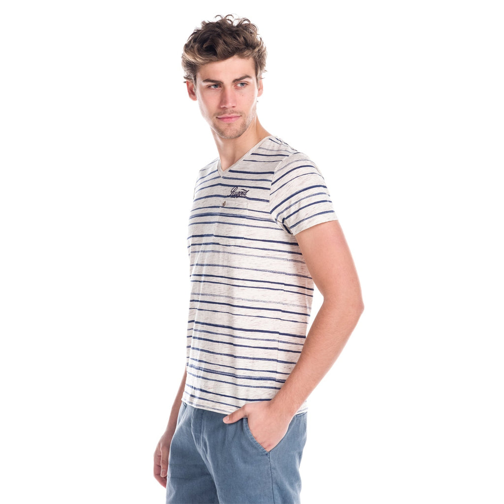 Camiseta Hombre Cuello Pico Rayas con Bolsillo – Koroshi 1811MC32