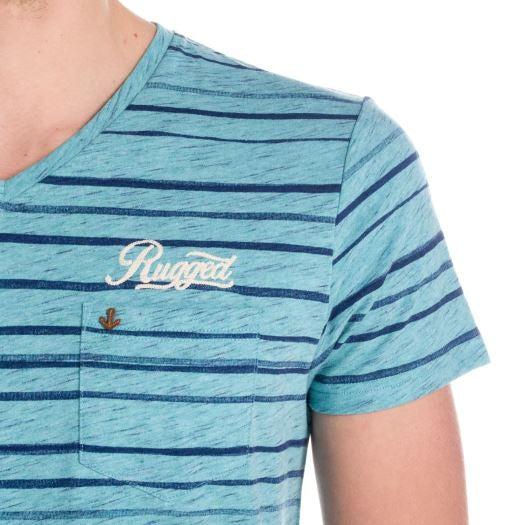 Camiseta Hombre Cuello Pico Rayas con Bolsillo – Koroshi 1811MC32