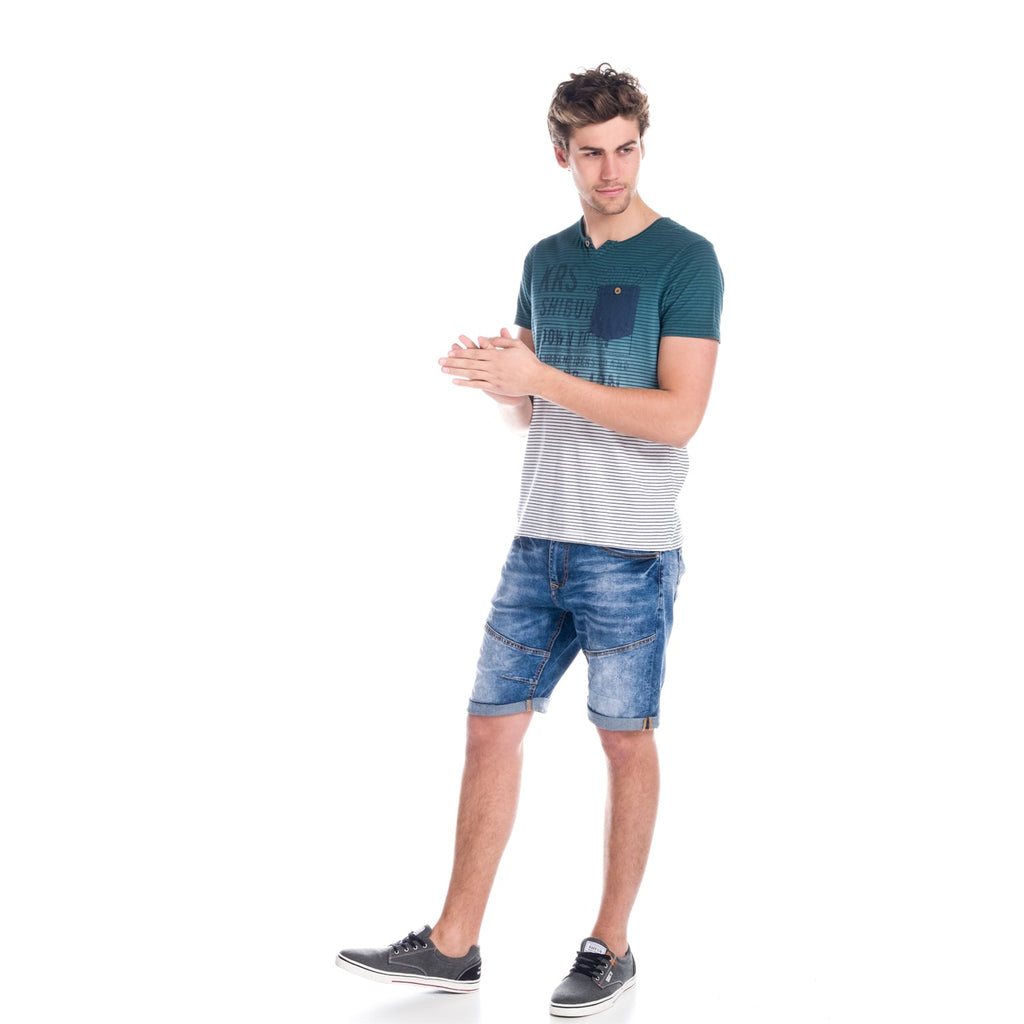 Camiseta Hombre Degradada Rayas con Bolsillo – Koroshi 1811MC34