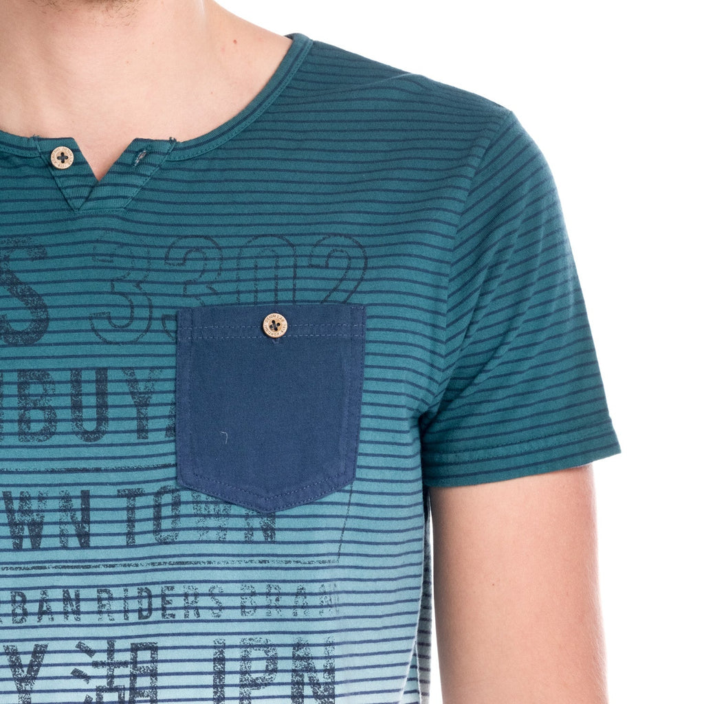 Camiseta Hombre Degradada Rayas con Bolsillo – Koroshi 1811MC34