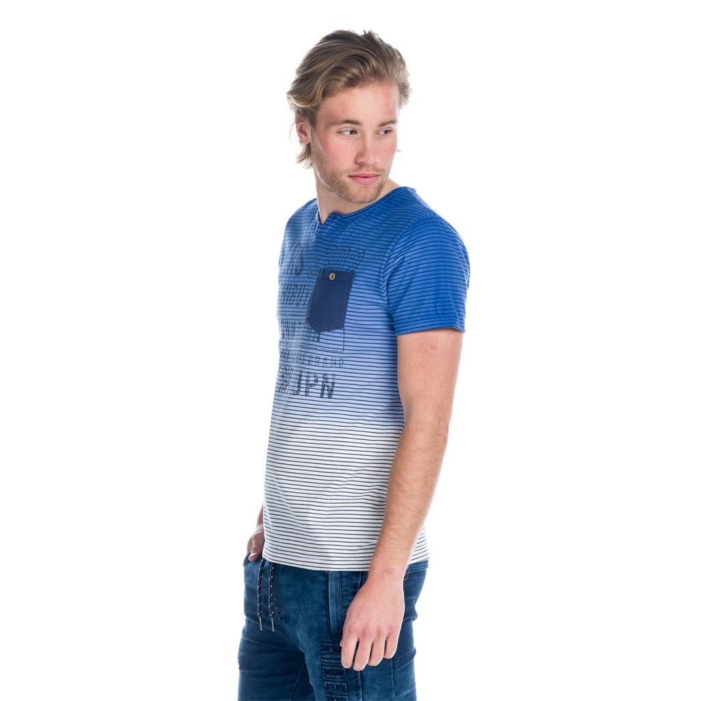 Camiseta Hombre Degradada Rayas con Bolsillo – Koroshi 1811MC34