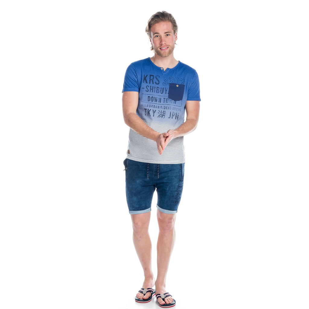 Camiseta Hombre Degradada Rayas con Bolsillo – Koroshi 1811MC34