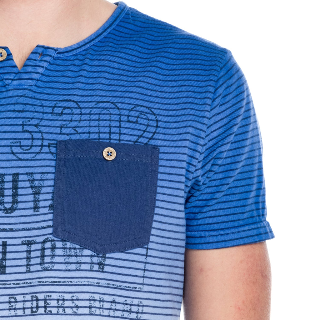 Camiseta Hombre Degradada Rayas con Bolsillo – Koroshi 1811MC34