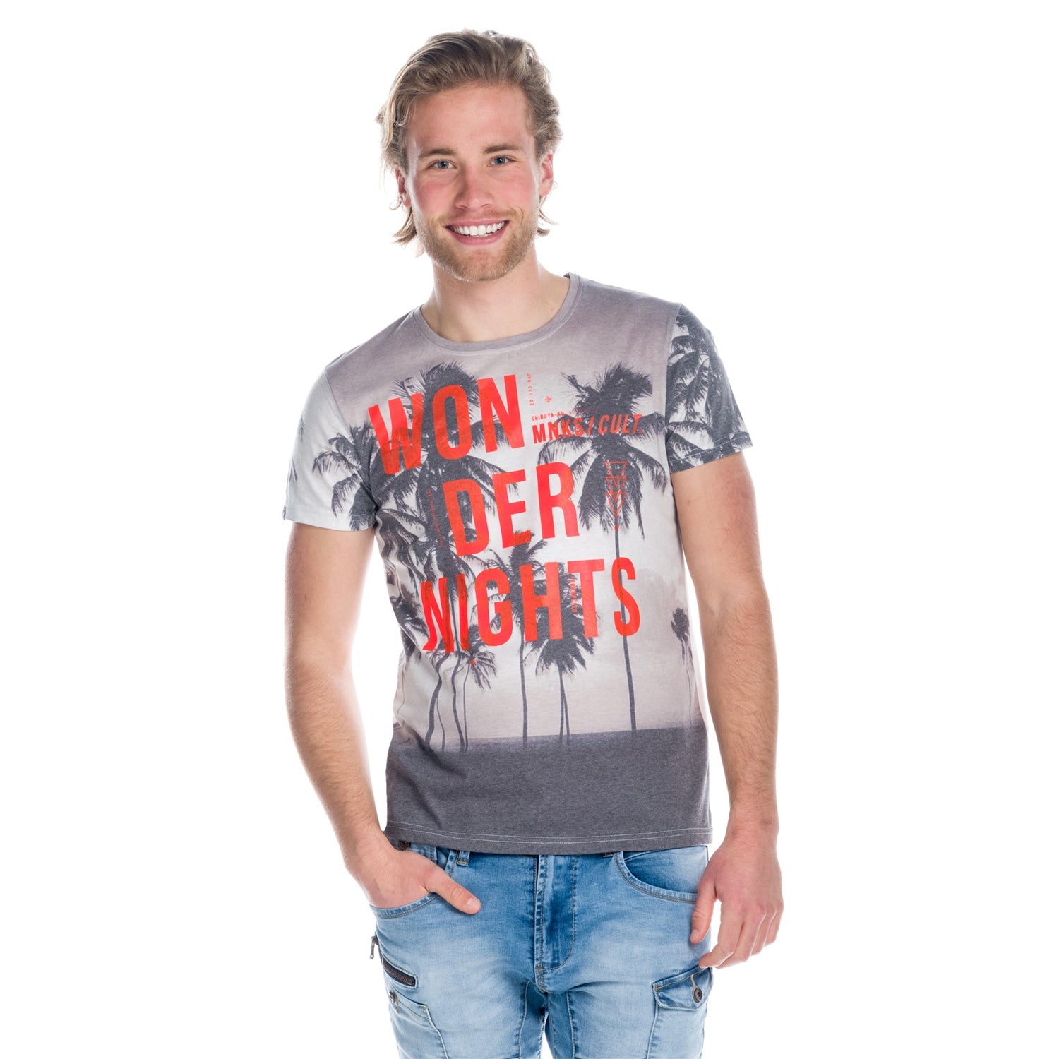 Camiseta Hombre Manga Corta Estampado Palmeras Wonder – Koroshi 1811MC36