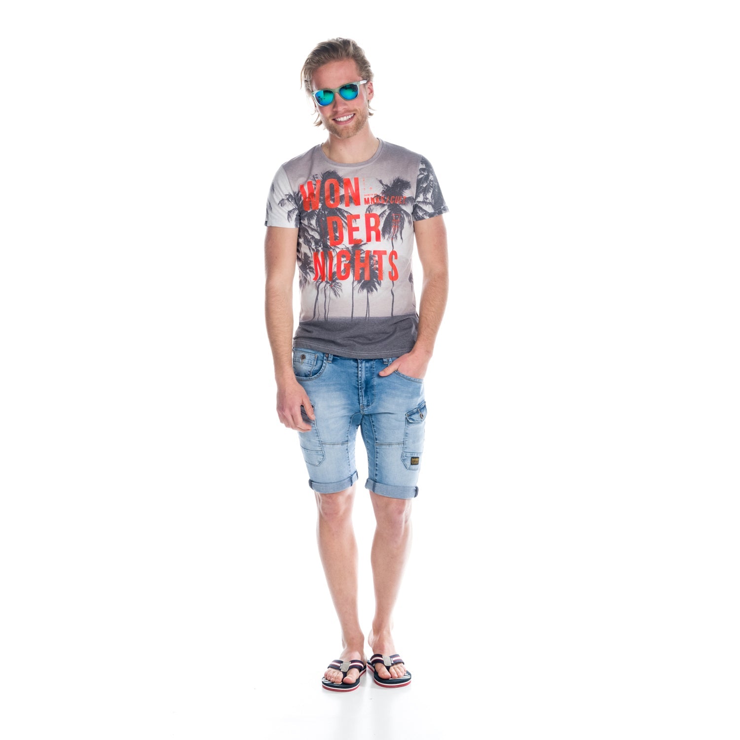 Camiseta Hombre Manga Corta Estampado Palmeras Wonder – Koroshi 1811MC36