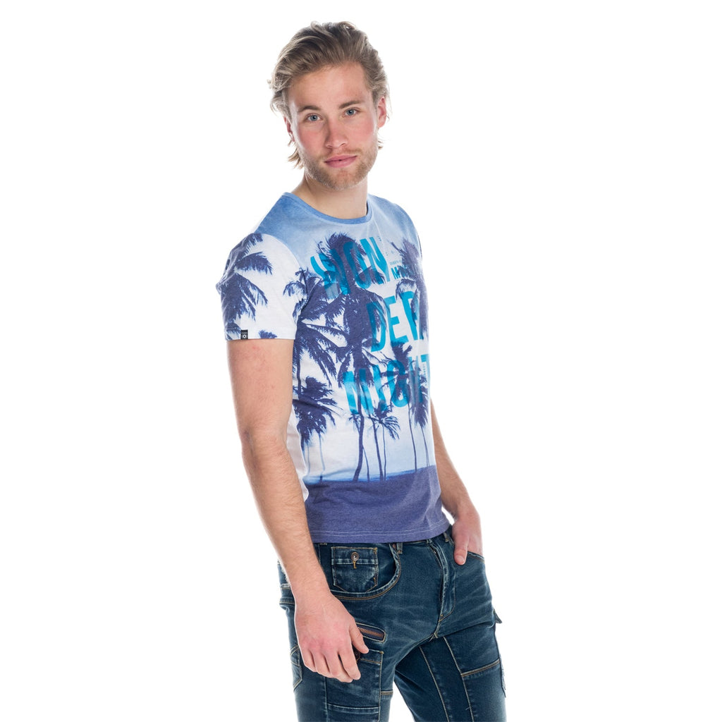 Camiseta Hombre Manga Corta Estampado Palmeras Wonder – Koroshi 1811MC36