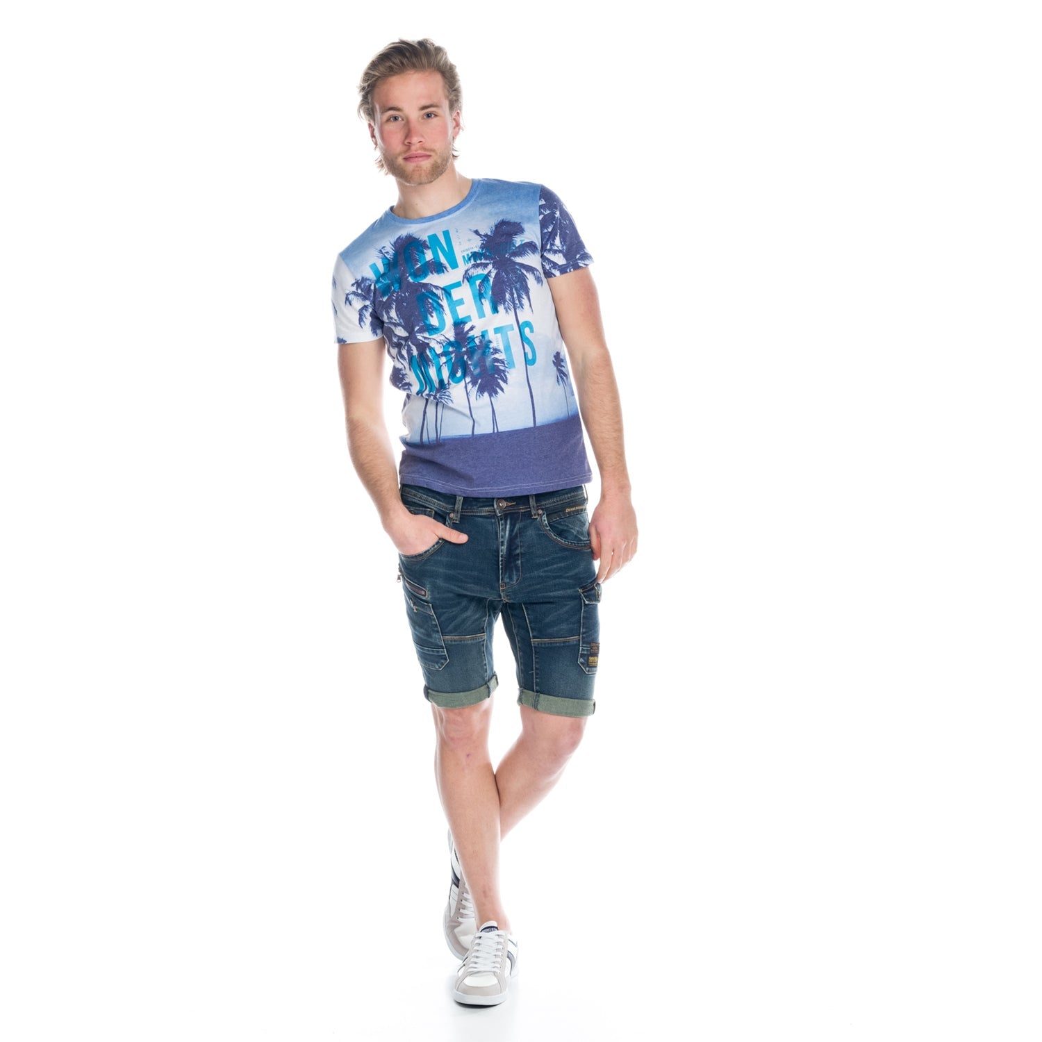 Camiseta Hombre Manga Corta Estampado Palmeras Wonder – Koroshi 1811MC36
