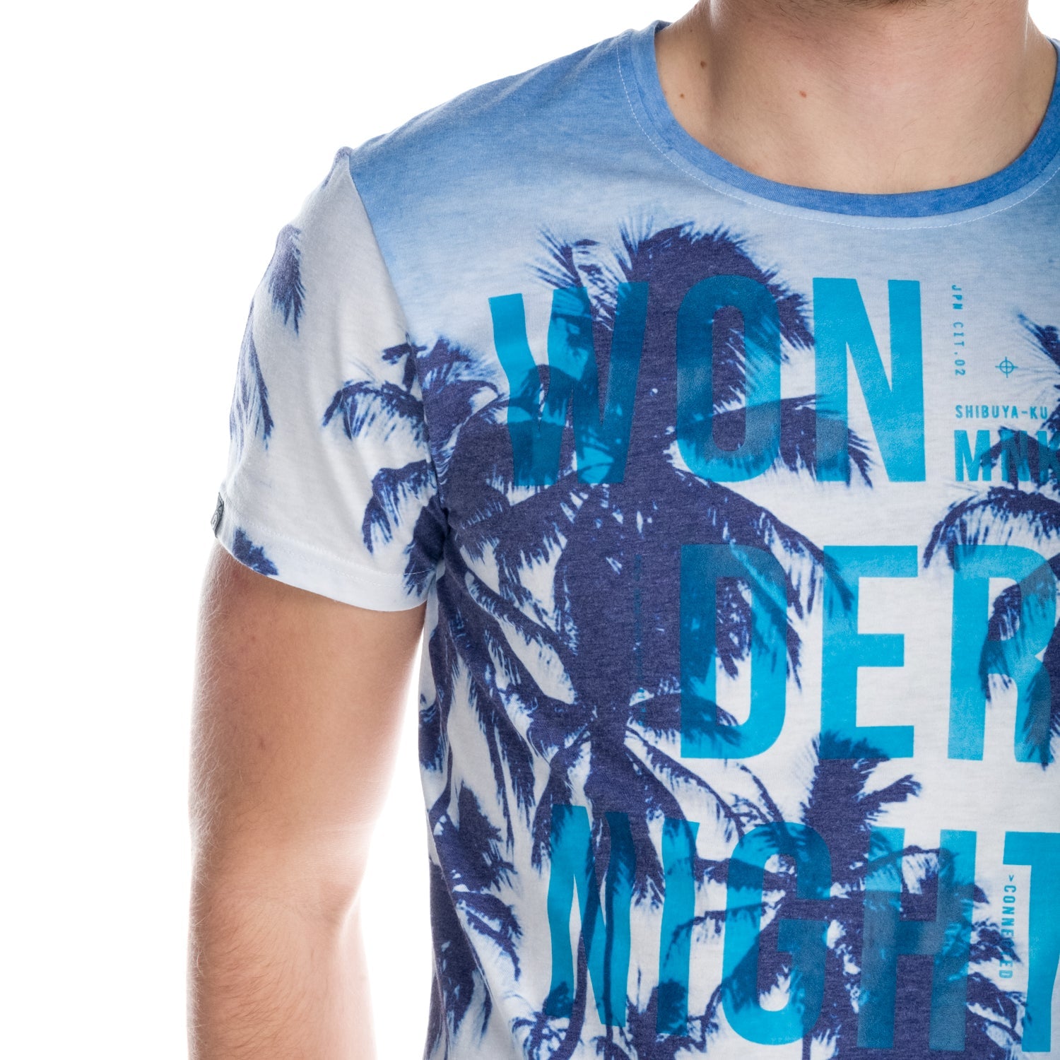 Camiseta Hombre Manga Corta Estampado Palmeras Wonder – Koroshi 1811MC36