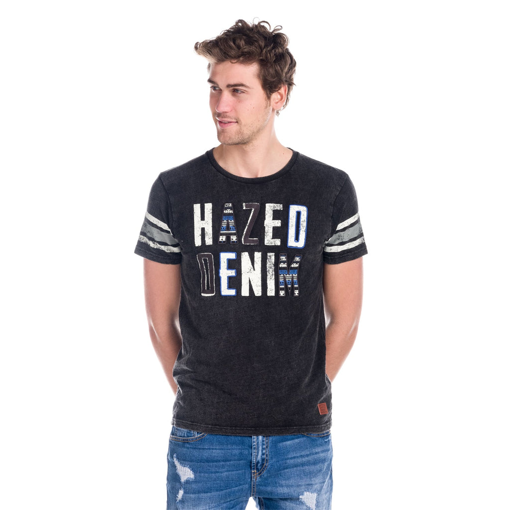 Camiseta Hombre Manga Corta Efecto Lavado Letras Bordadas – Koroshi 1811MC41
