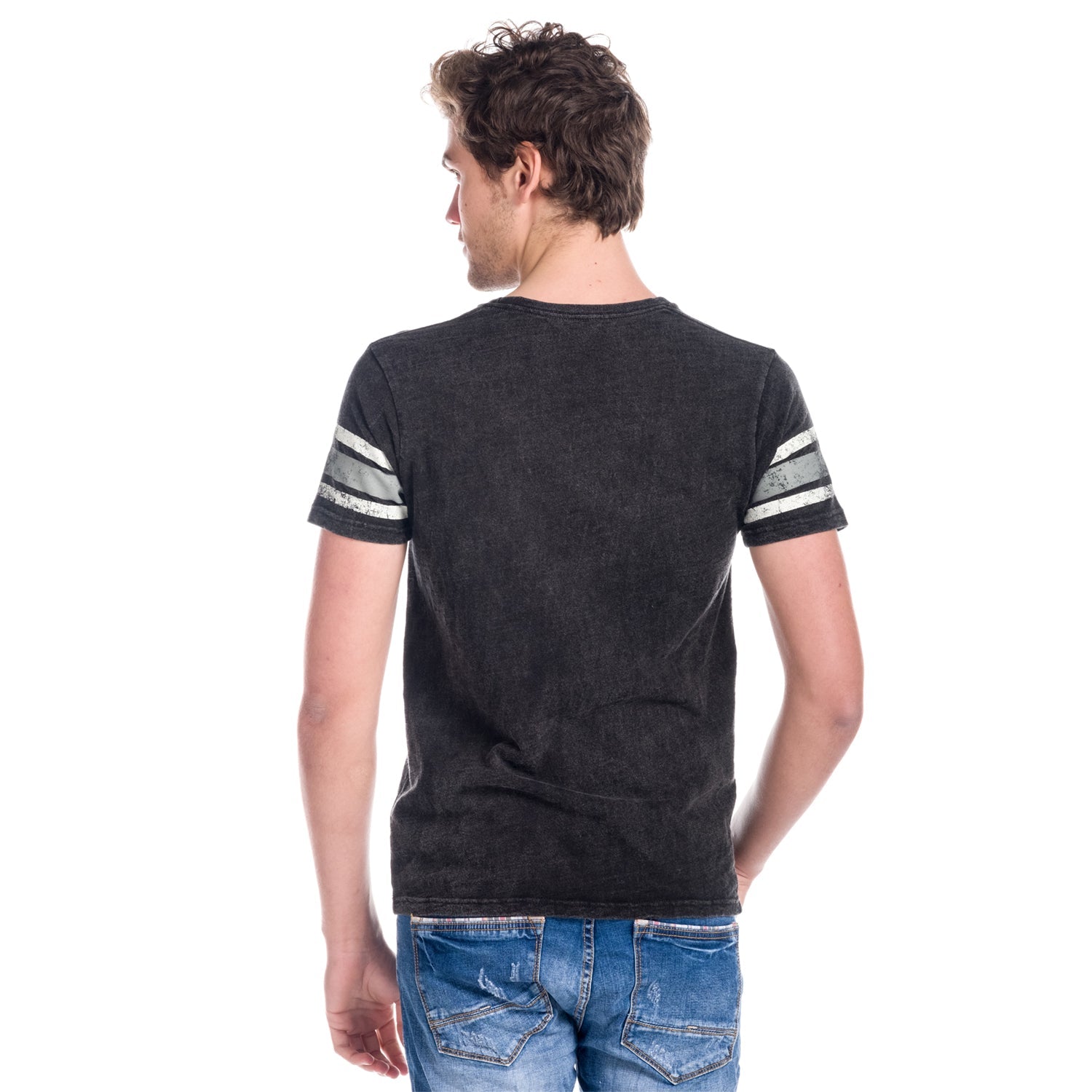 Camiseta Hombre Manga Corta Efecto Lavado Letras Bordadas – Koroshi 1811MC41