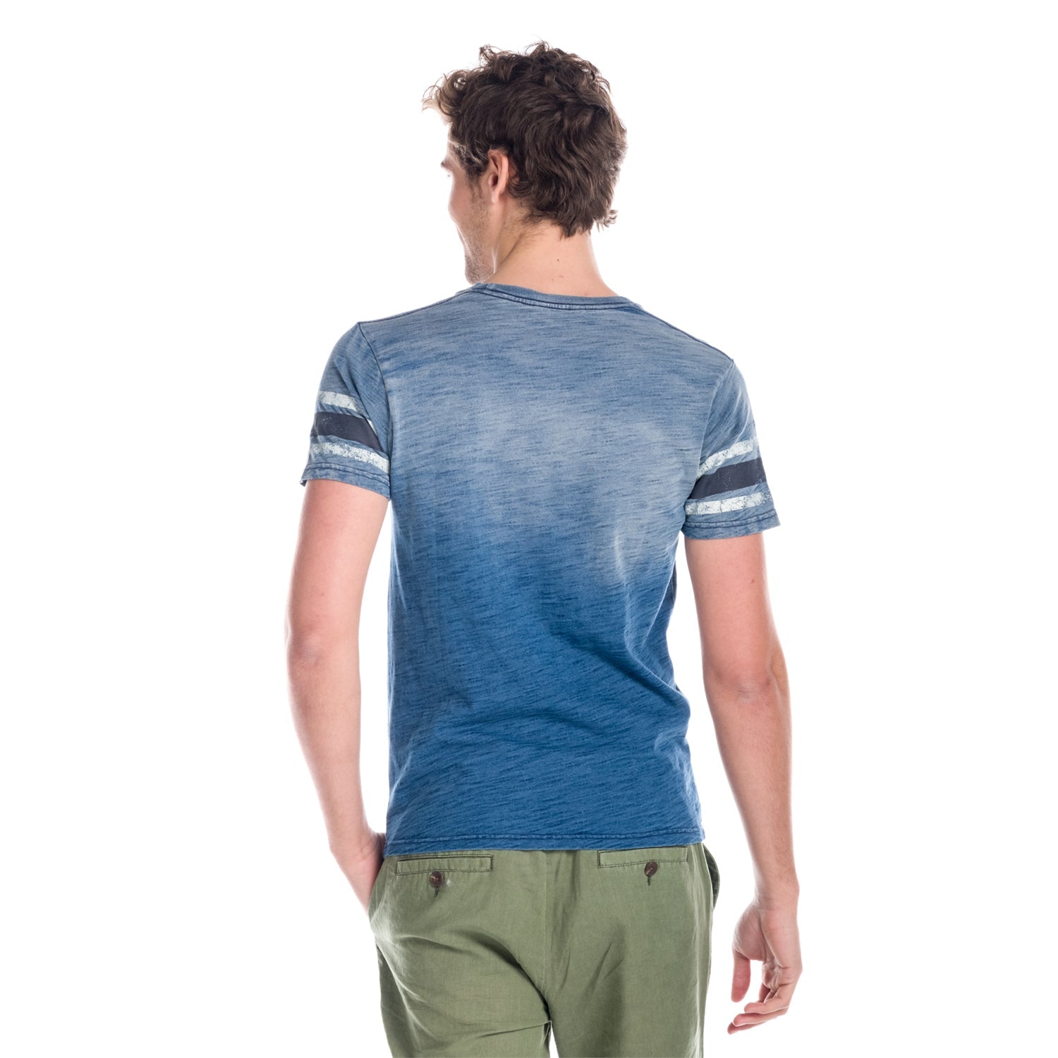 Camiseta Hombre Manga Corta Efecto Lavado Letras Bordadas – Koroshi 1811MC41