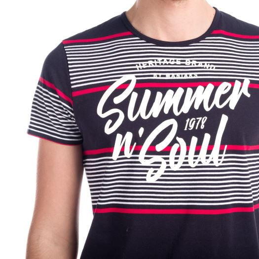 Camiseta Hombre Manga Corta Rayas Estampado Summer – Koroshi 1811MC45
