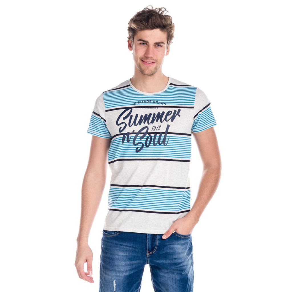 Camiseta Hombre Manga Corta Rayas Estampado Summer – Koroshi 1811MC45