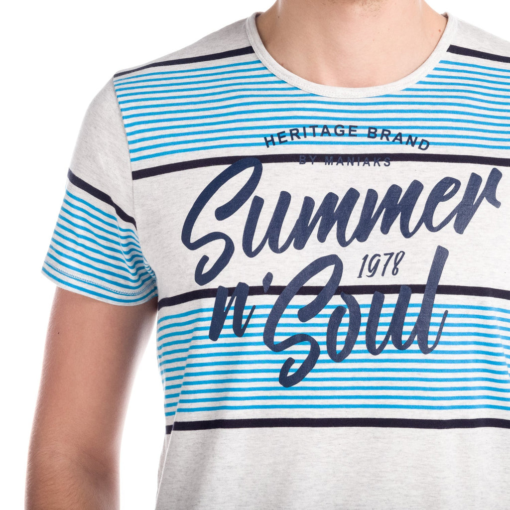 Camiseta Hombre Manga Corta Rayas Estampado Summer – Koroshi 1811MC45