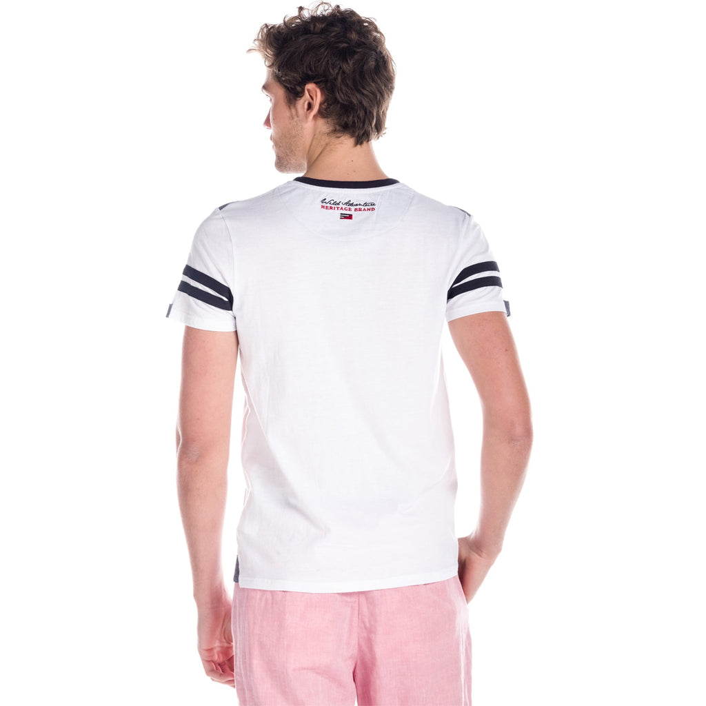Camiseta Hombre Manga Corta Cuello Pico con Botones y Rayas – Koroshi 1811MC57