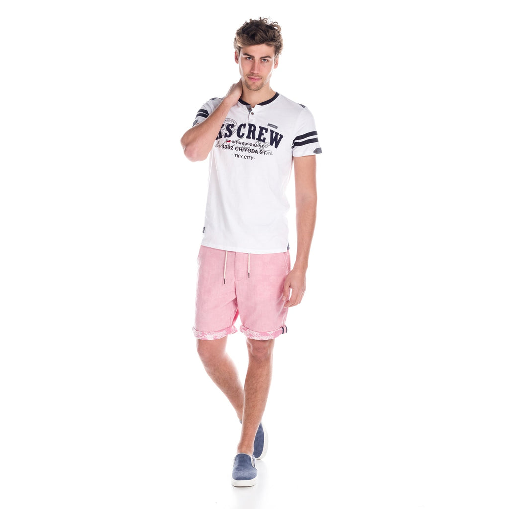 Camiseta Hombre Manga Corta Cuello Pico con Botones y Rayas – Koroshi 1811MC57