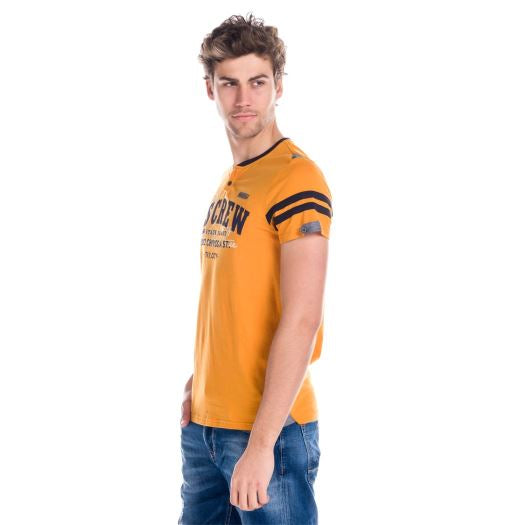 Camiseta Hombre Manga Corta Cuello Pico con Botones y Rayas – Koroshi 1811MC57