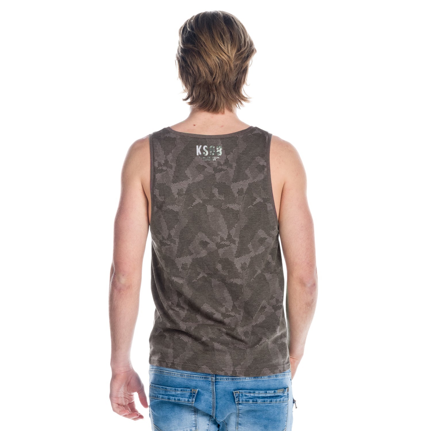 Camiseta Sin Mangas Hombre Estampado Camuflaje – Koroshi Gris