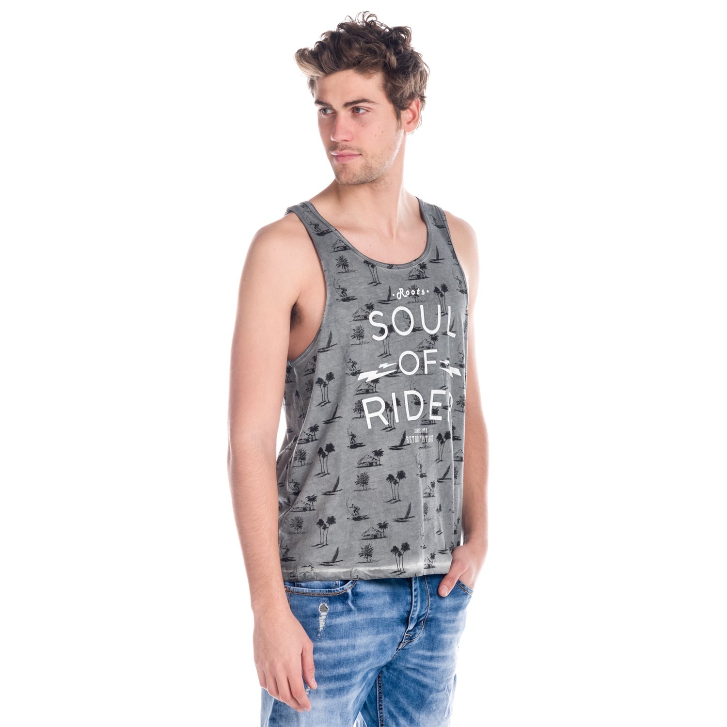 Camiseta de Tirantes Hombre Estampado Palmeras – Koroshi 1811MS10