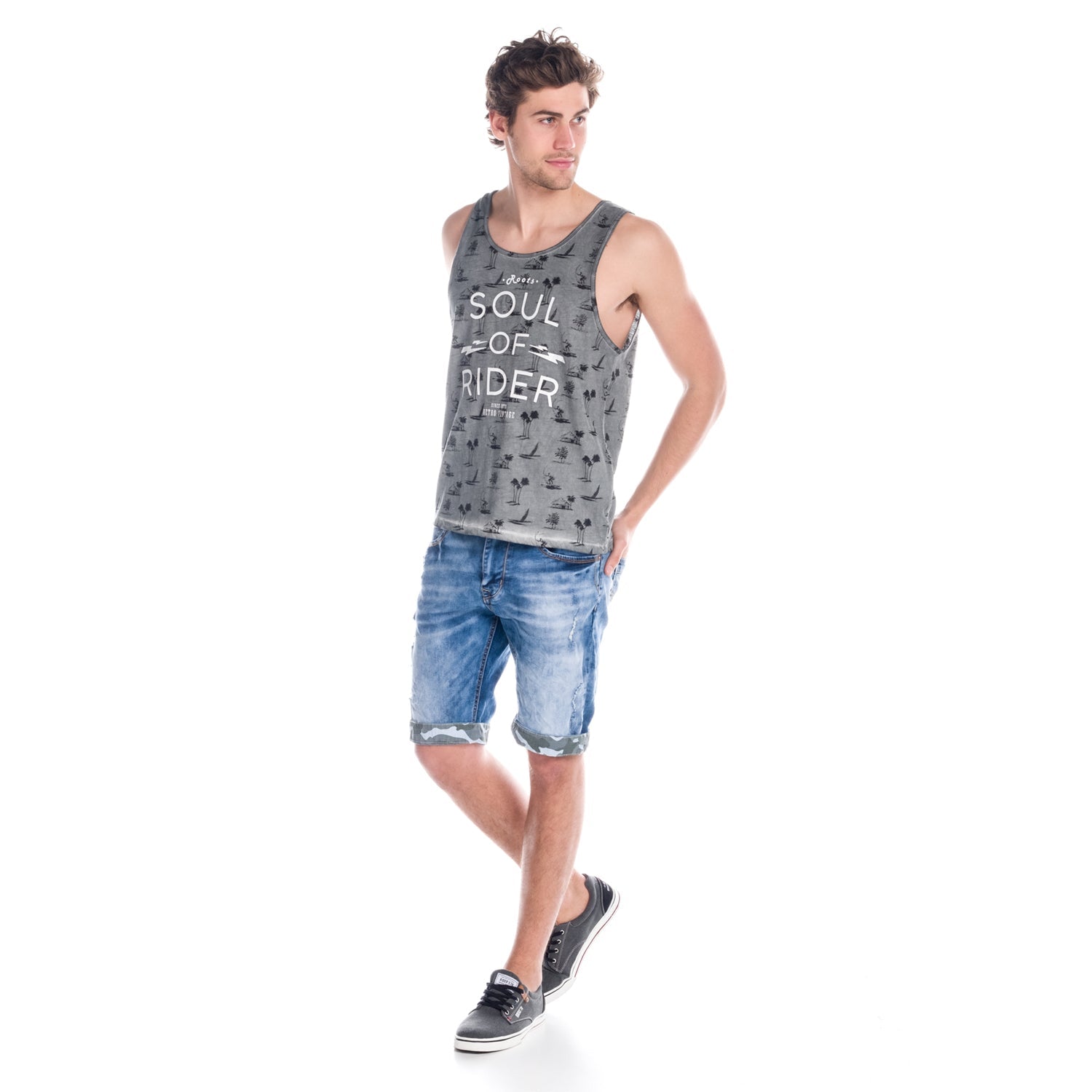 Camiseta de Tirantes Hombre Estampado Palmeras – Koroshi 1811MS10