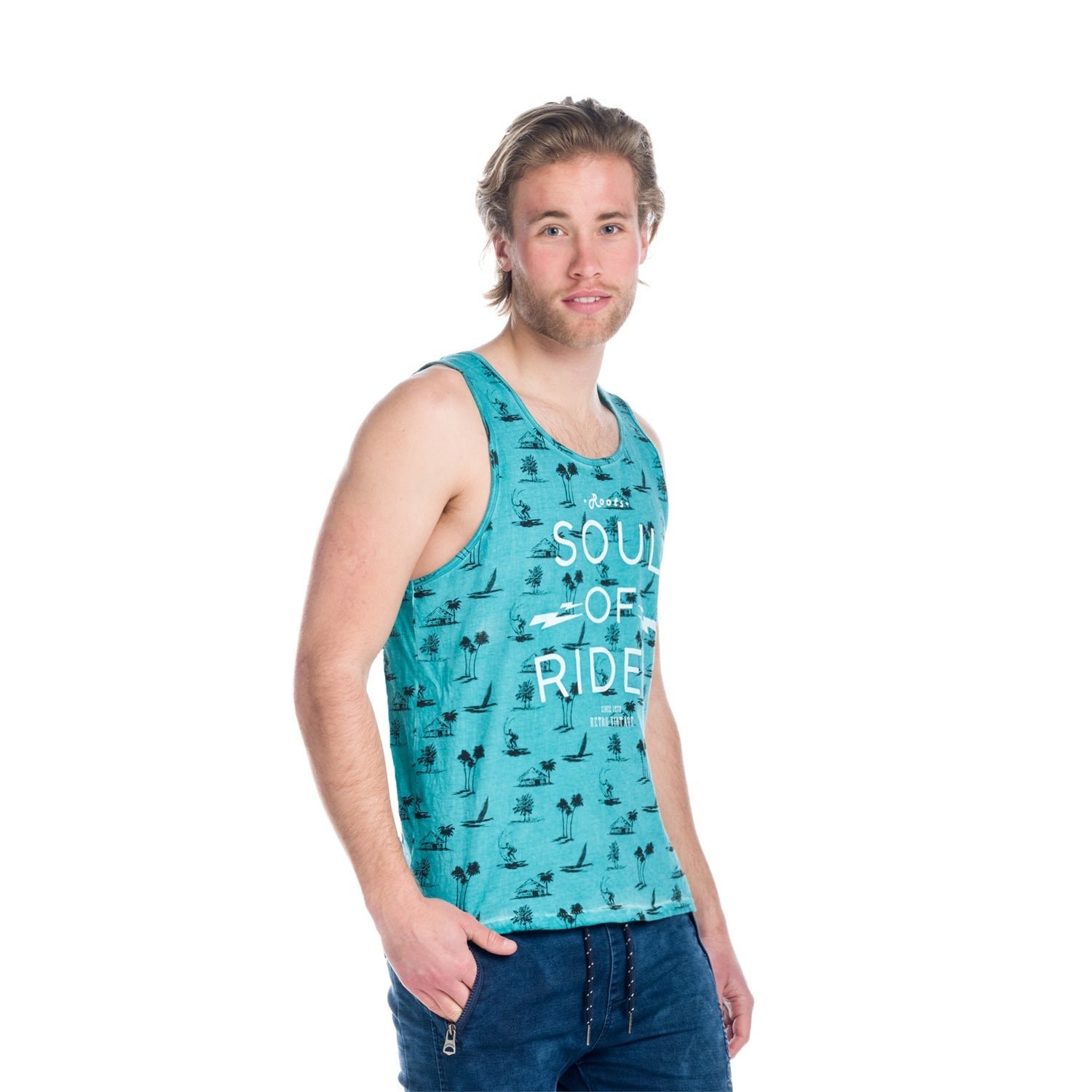 Camiseta de Tirantes Hombre Estampado Palmeras – Koroshi 1811MS10