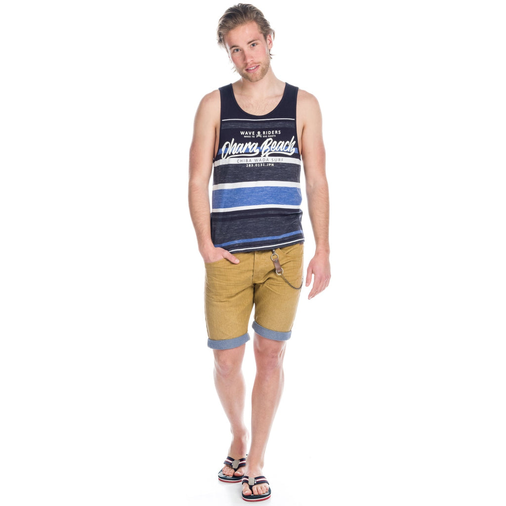 Camiseta de Tirantes Hombre Rayas con Letras – Koroshi 1811MS23