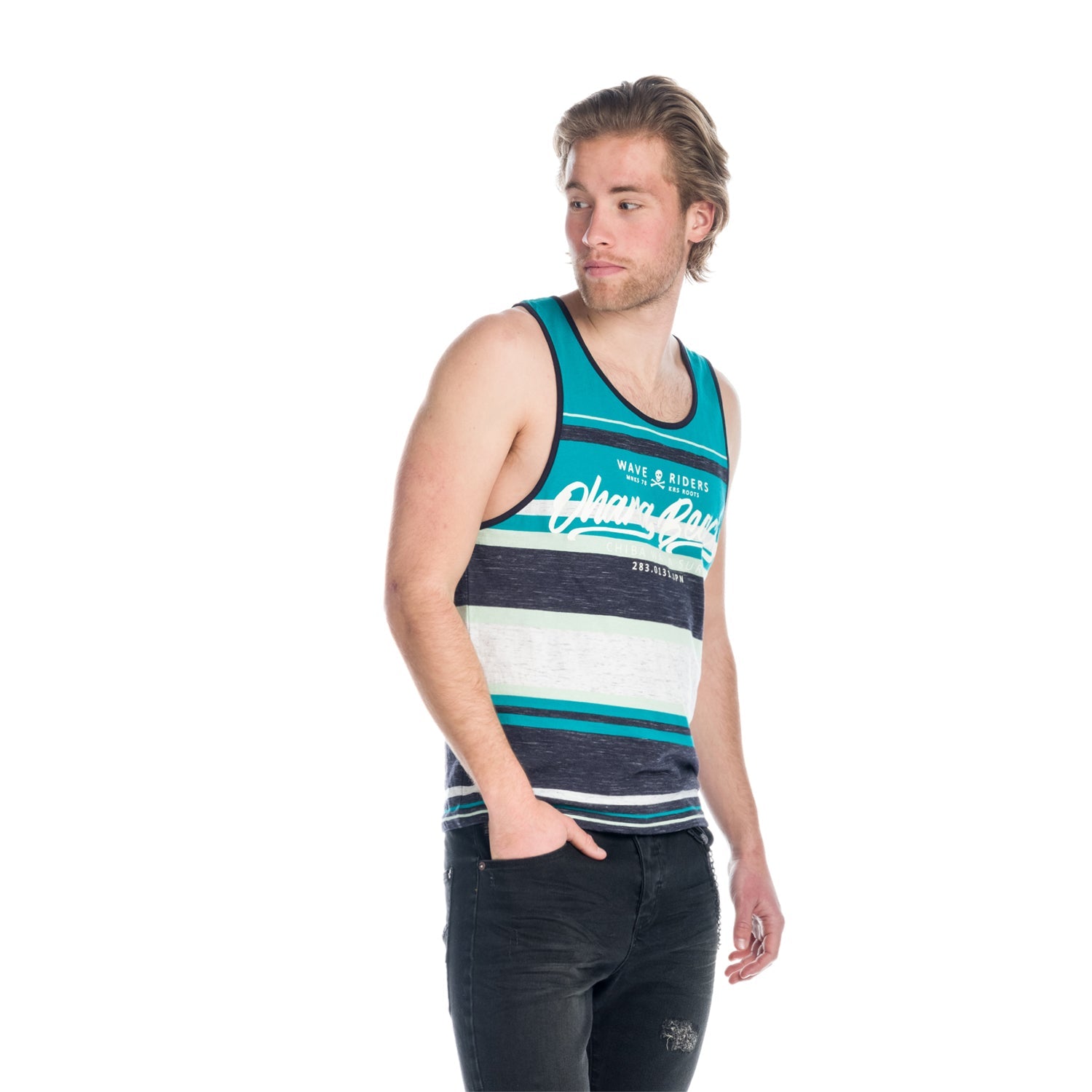 Camiseta de Tirantes Hombre Rayas con Letras – Koroshi 1811MS23