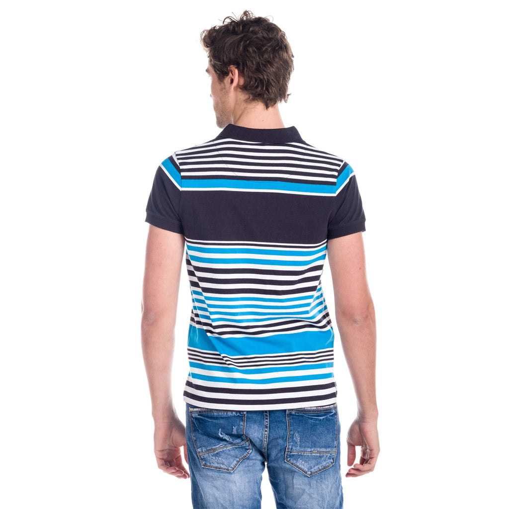 Polo Manga Corta Hombre Rayas Estampado Índigo – Koroshi 1811PC17