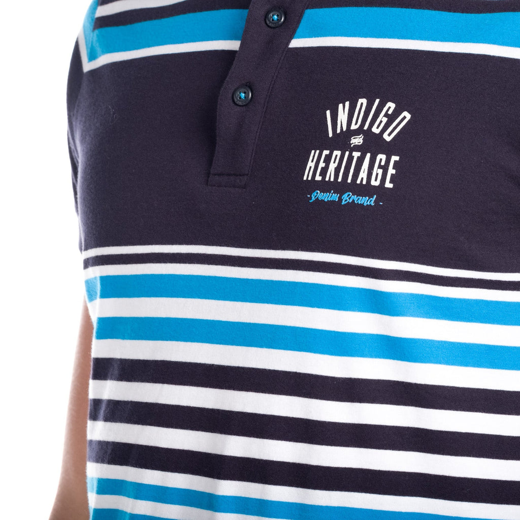 Polo Manga Corta Hombre Rayas Estampado Índigo – Koroshi 1811PC17
