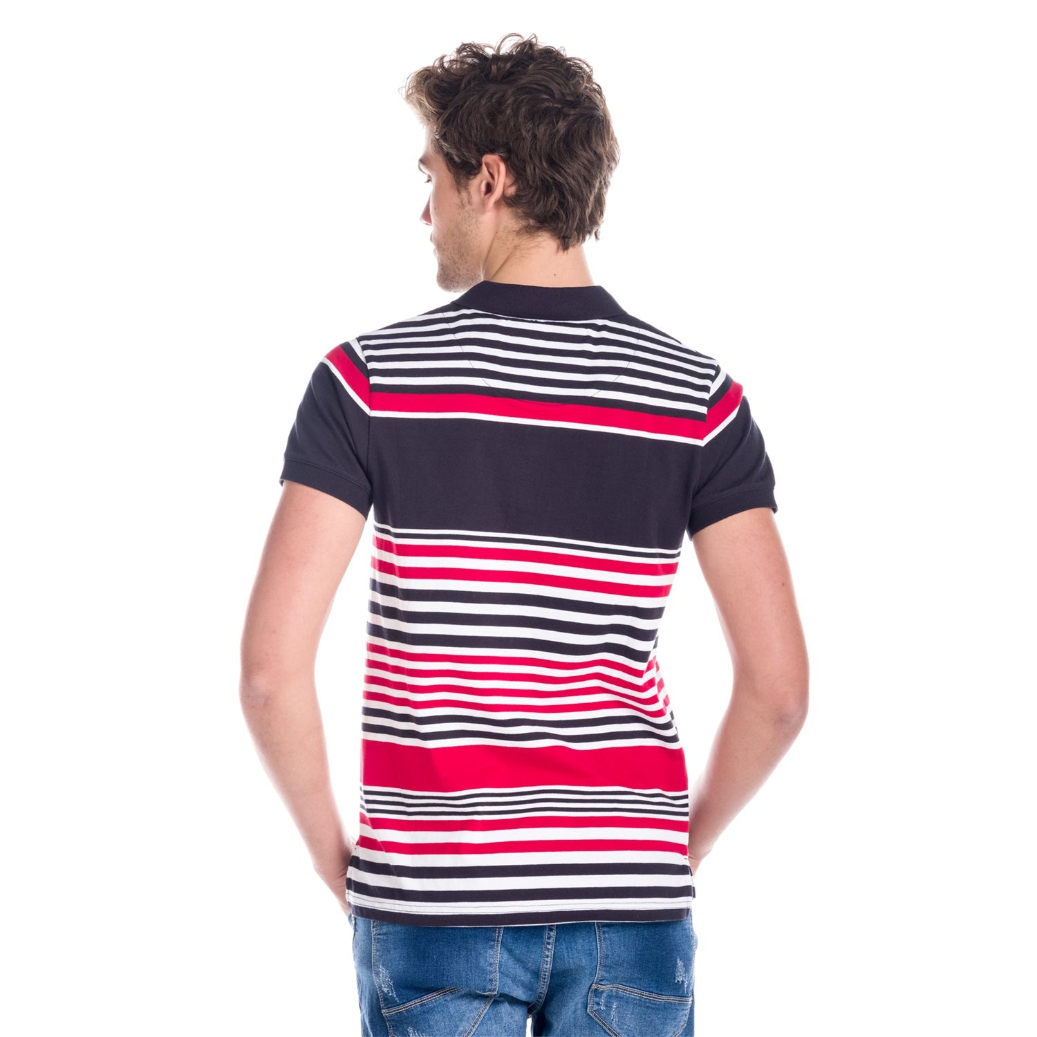 Polo Manga Corta Hombre Rayas Estampado Índigo – Koroshi 1811PC17