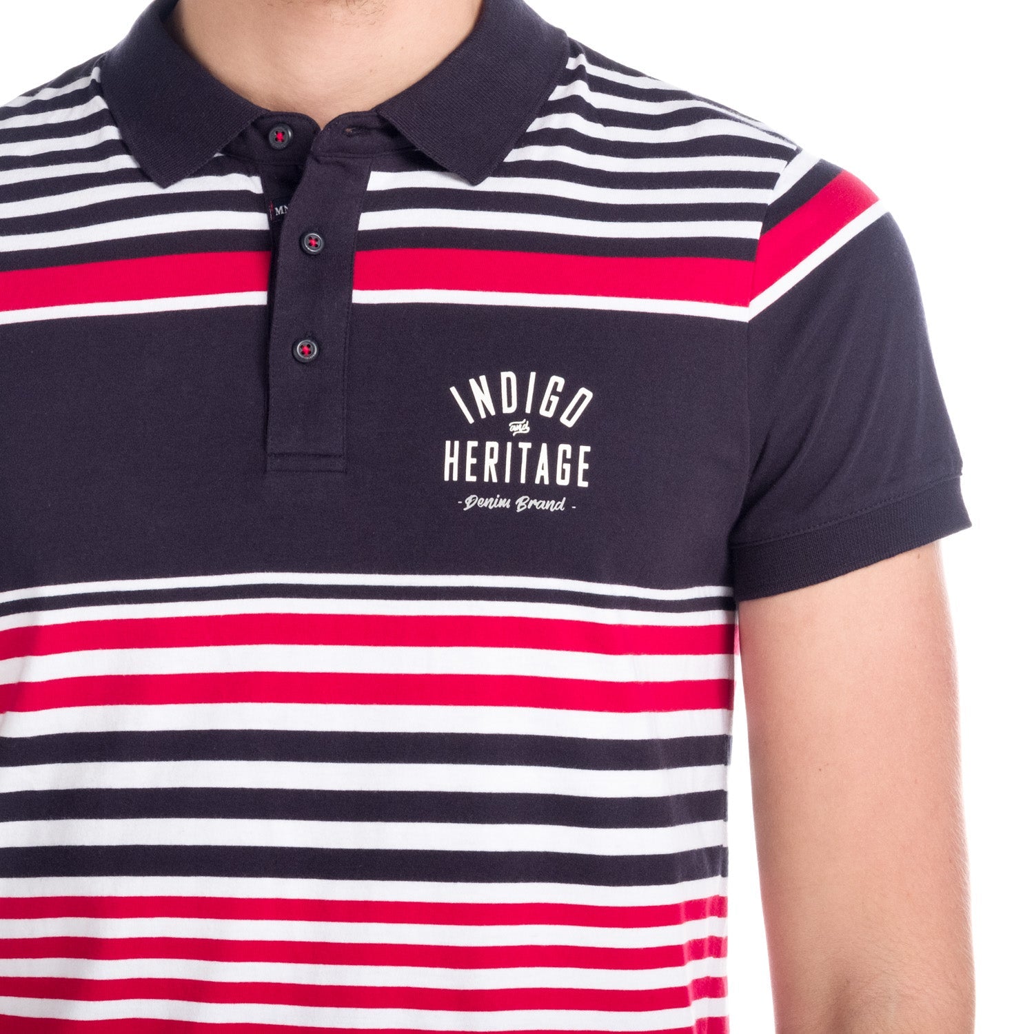 Polo Manga Corta Hombre Rayas Estampado Índigo – Koroshi 1811PC17