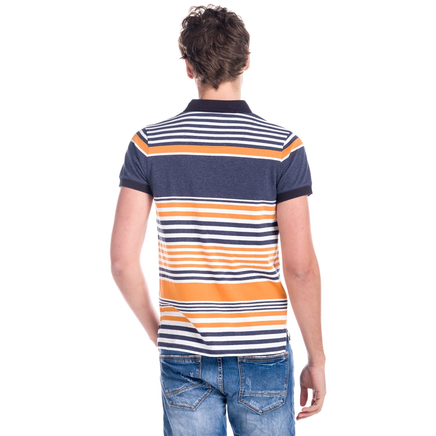 Polo Manga Corta Hombre Rayas Estampado Índigo – Koroshi 1811PC17