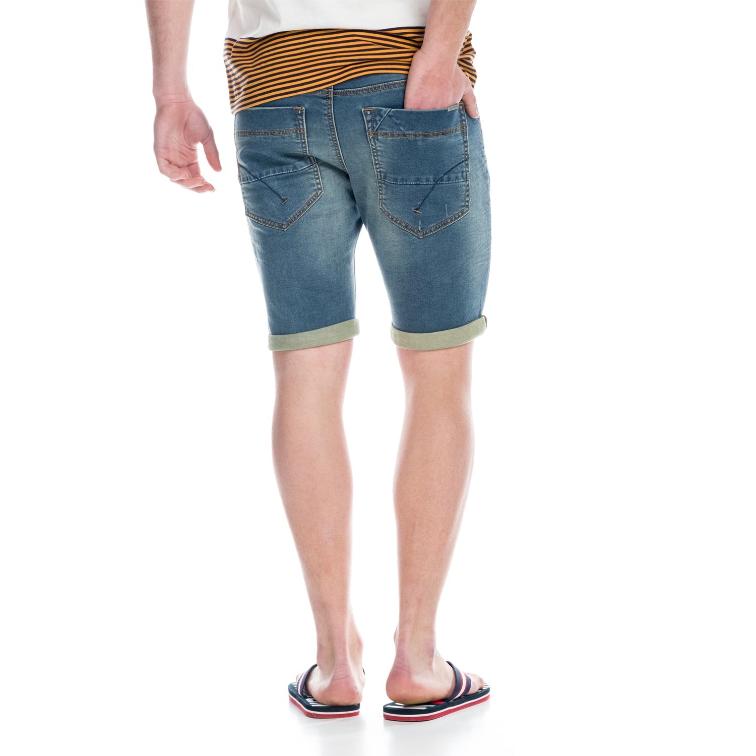 Bermuda Hombre Denim Detalle Llavero – Koroshi Azul Medio