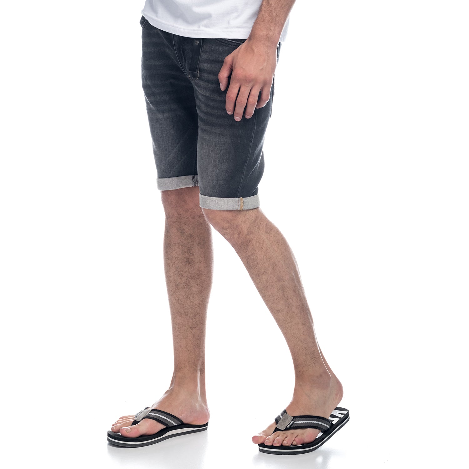 Bermuda Hombre Denim con Anilla Llavero – Koroshi Black Denim