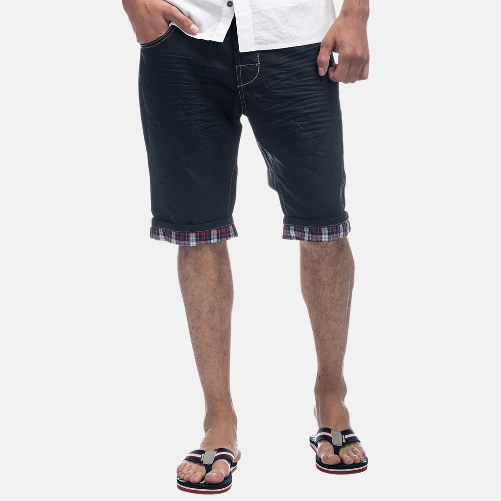 Bermuda Hombre Vaquera Relaxed Bajo Vuelta Cuadros – Koroshi Navy