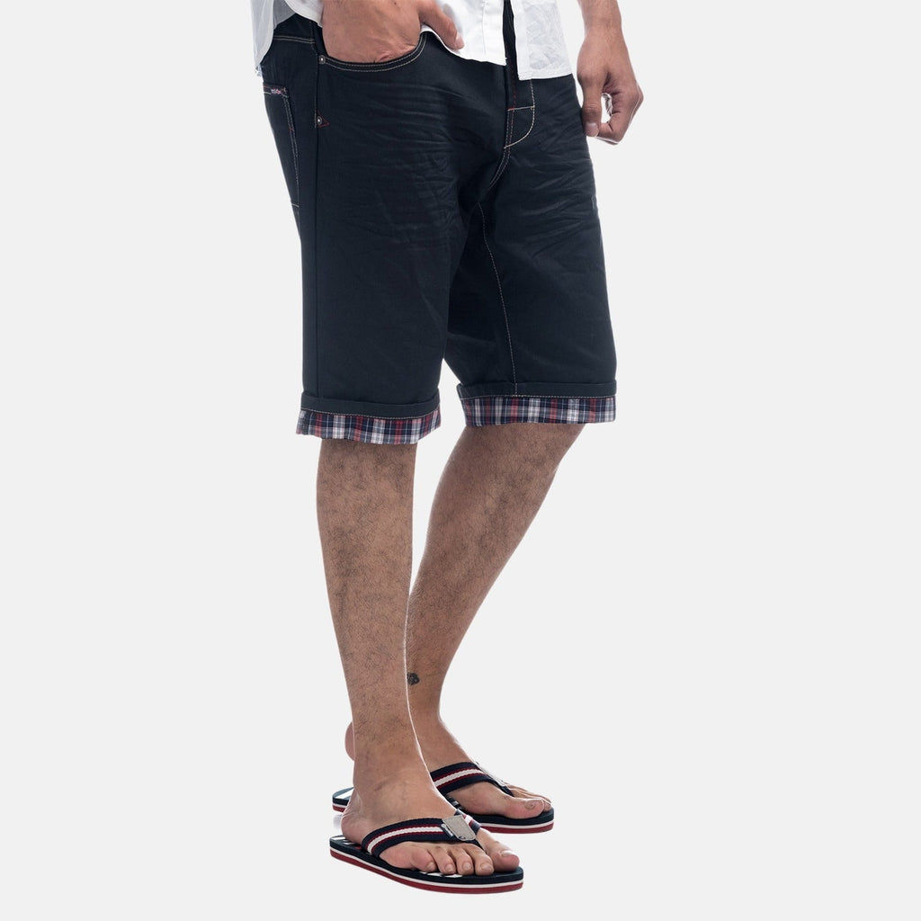 Bermuda Hombre Vaquera Relaxed Bajo Vuelta Cuadros – Koroshi Navy