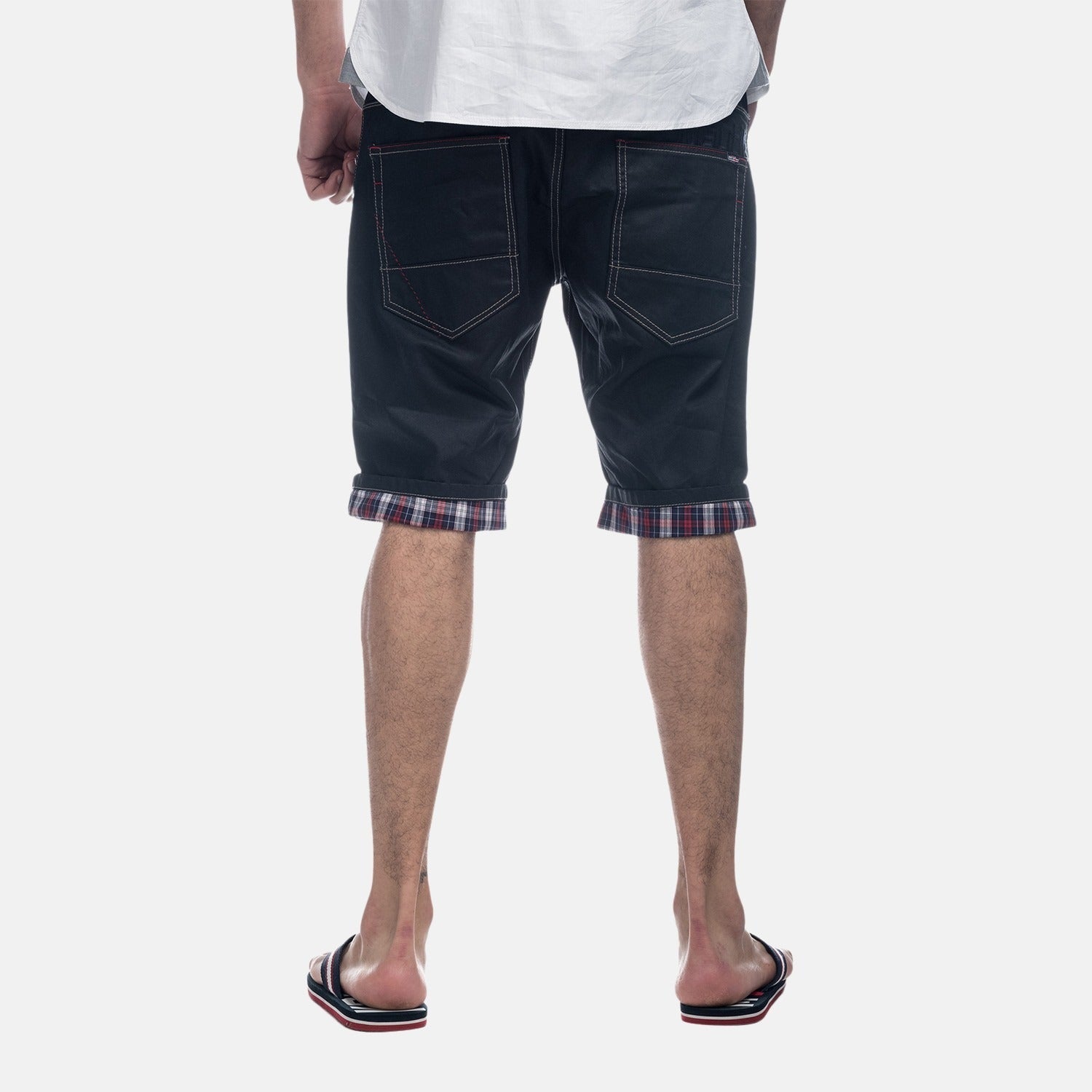 Bermuda Hombre Vaquera Relaxed Bajo Vuelta Cuadros – Koroshi Navy
